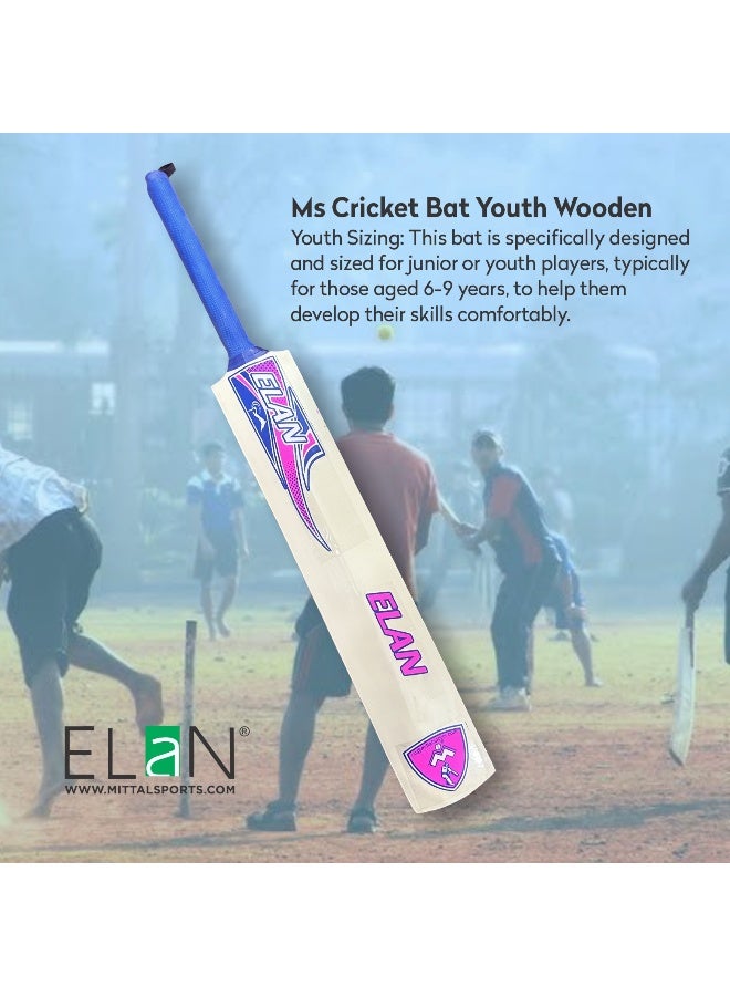 Elan Youth Wooden Cricket Bat Pink – Lightweight youth Cricket Bat with Durable Wood Blade and Comfort Grip for Training and Match Play for Soft Balls - Image 4