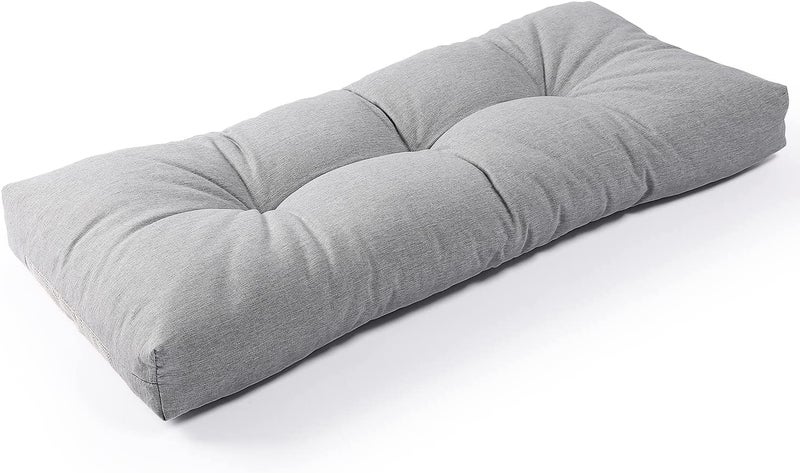 ATOOTFUSION ATOOTFUSION Soft Thick Jute Fabric Bench Cushion Non Slip Tufted Cotton Filled Garden Bench Cushion Fade Shield Water Resistant Durable Thicken OutdoorIndoor Bench Seat Pads 48x18x4 inch Grey  - Image 1