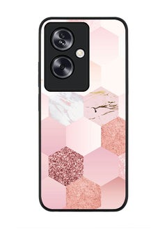 Rugged Black Edge Case for OnePlus Nord N30 SE, Slim fit Soft Case Flexible Rubber Edges Anti Drop TPU Gel Thin Cover - Marble Pink Honeycomb
