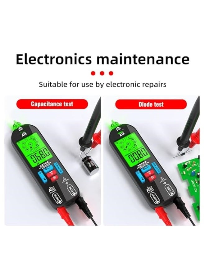M MIAOYAN The A1X intelligent digital multimeter is a rechargeable voltmeter that measures capacitance, diodes, continuity, and resistance. It features V-Alert real-time detection and can detect AC/DC voltage. - Image 5