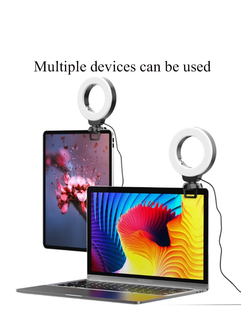 McDou - LED ring video fill light,ring light, computer light for videoconferencing, 48 LED beads with clip, dimmable video light for photography, teleconferencing, distance learning, live streaming - Image 1