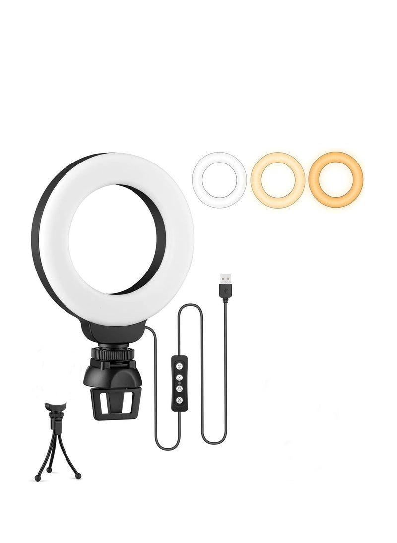 McDou - LED ring video fill light,ring light, computer light for videoconferencing, 48 LED beads with clip, dimmable video light for photography, teleconferencing, distance learning, live streaming - Image 1