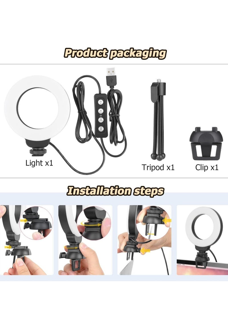 McDou - LED ring video fill light,ring light, computer light for videoconferencing, 48 LED beads with clip, dimmable video light for photography, teleconferencing, distance learning, live streaming - Image 1