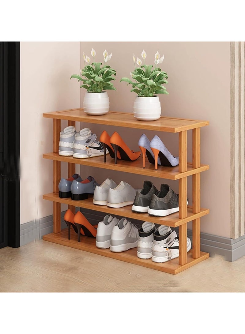 LINGWEI Multifunctional Bamboo Shoe Rack Free Standing Sturdy Shoe Organizer Shoe Storage Shelf For Entryway Bedroom Living Room Balcony - Image 1