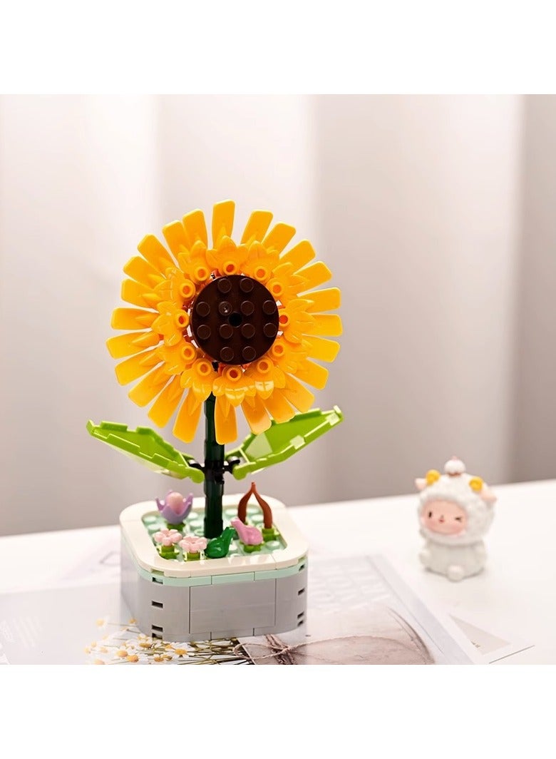 Sunflower Bouquet Building Blocks, Sunflower Artificial Flower Toy, Decorative Home Accessories, Gift for Him and Her, Flower Collection for Adults Kids Boys Girls Ages 6+