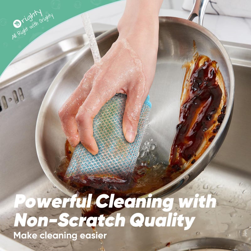 Orighty Multipurpose Wire Dishwashing Rag 24 Pcs, Upgraded Double-Layer Non-Scratch Wire Dish Cleaning Cloths, Kitchen Reusable Steel Scrubber, Powerful Dishcloth Rag for Cookware, Multicolor, 7"x8" - Image 4