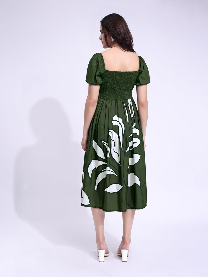 PURVAJA Women’s Maxi Cotton Blend Dress (Floe-271-M_Green) - Image 3