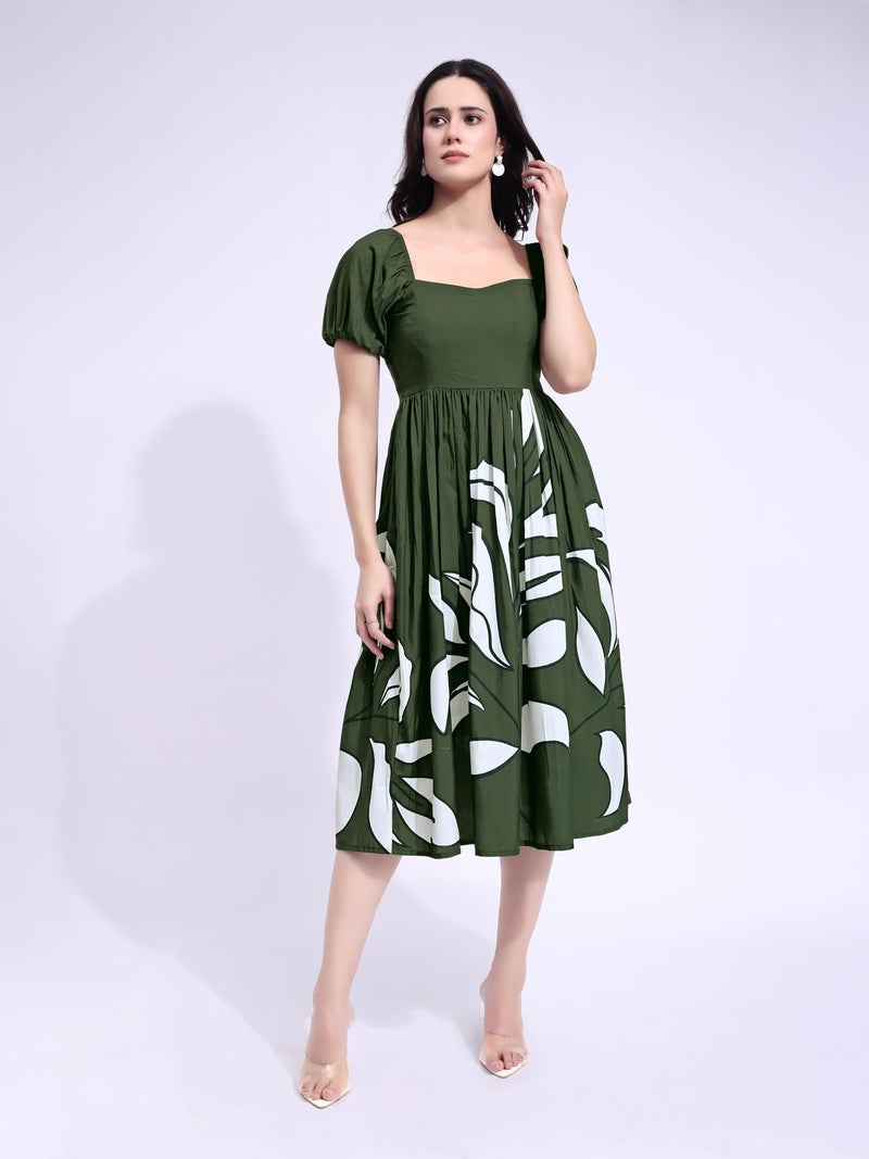 PURVAJA Women’s Maxi Cotton Blend Dress (Floe-271-M_Green) - Image 4