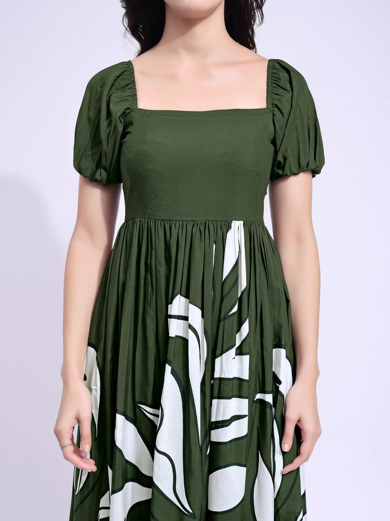 PURVAJA Women’s Maxi Cotton Blend Dress (Floe-271-M_Green) - Image 5