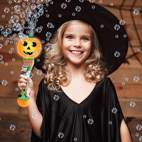 ArtCreativity Halloween Bubble Wand for Kids 2 Pack 14 Light Up Pumpkin Bubble Wand with LED Haloween Music Halloween Boo Basket Stuffers for Kids Haloween Toys for Toddlers - Image 5
