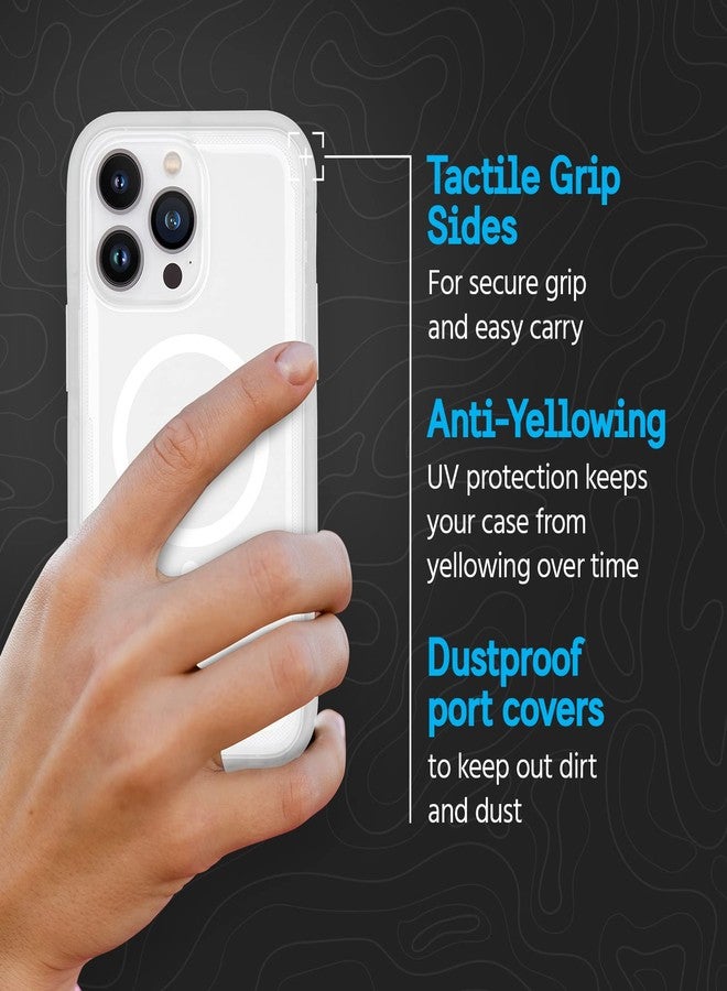 بيلكان جراب Pelican Voyager Series - لهاتف iPhone 14 Pro مقاس 6.1 بوصة [متوافق مع MagSafe] [مضاد للاصفرار] جراب هاتف مزود بشحن مغناطيسي، مشبك حزام، حامل قابل للطي [حماية من السقوط من ارتفاع 18 قدمًا وفقًا للمعايير العسكرية] - شفاف - Image 3