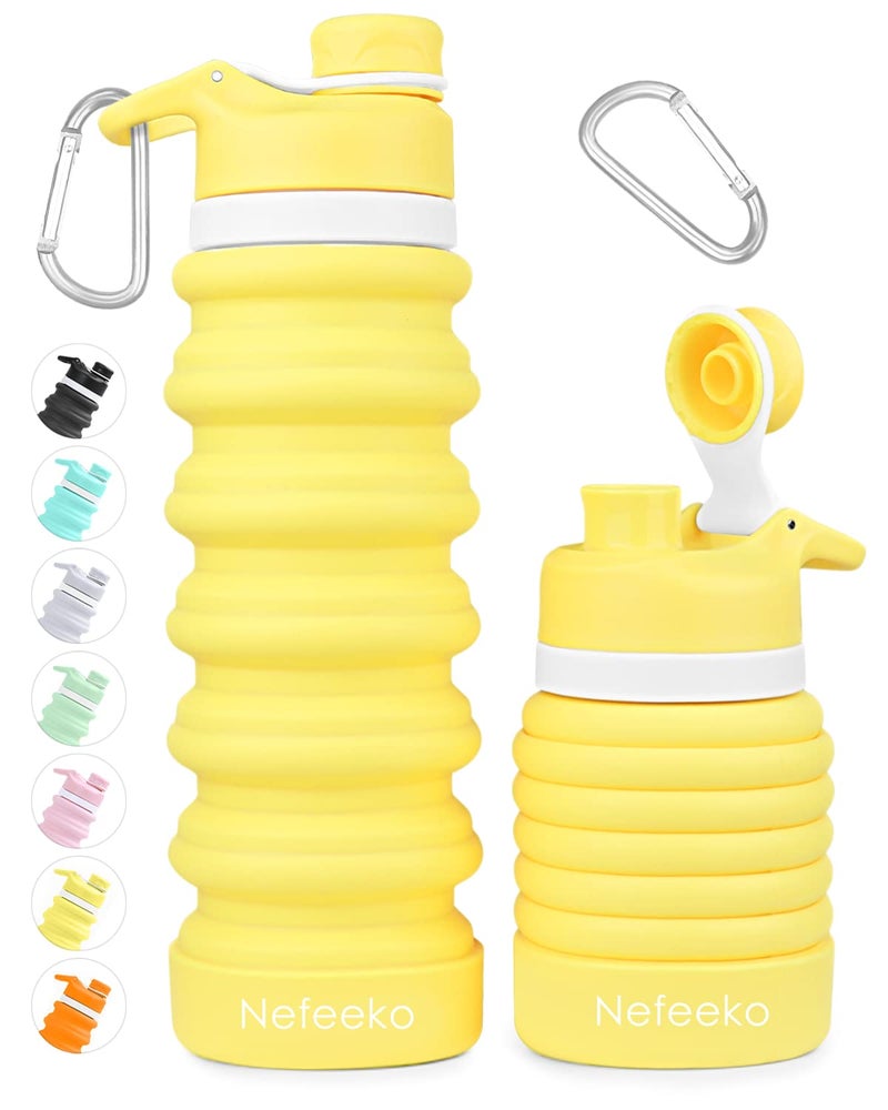 Nefeeko Collapsible Water Bottle  26oz Silicone Foldable Water Bottles Leakproof BPA Free Travel Water Bottles with Carabiner  Portable Sport Water Bottles for Camping Hiking Outdoor Indoor Sport - Image 1