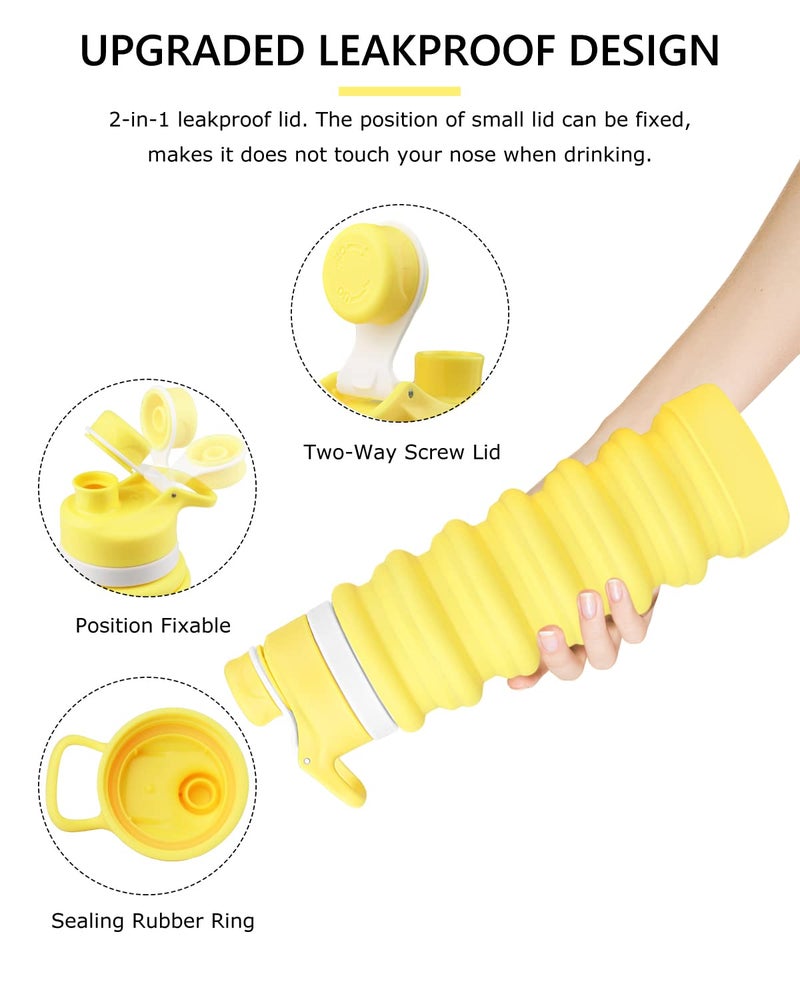 Nefeeko Collapsible Water Bottle  26oz Silicone Foldable Water Bottles Leakproof BPA Free Travel Water Bottles with Carabiner  Portable Sport Water Bottles for Camping Hiking Outdoor Indoor Sport - Image 3