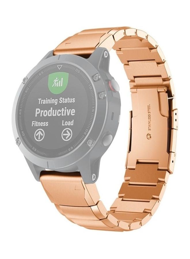 NIBEMINENT Quick Dismantling Steel Wrist Strap Watchband For Garmin Fenix 5 Rose Gold - Image 1