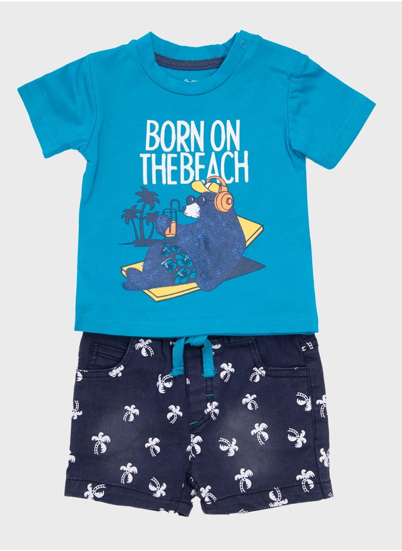 Babybol - Kids Printed T-Shirt + Shorts Set - Image 1