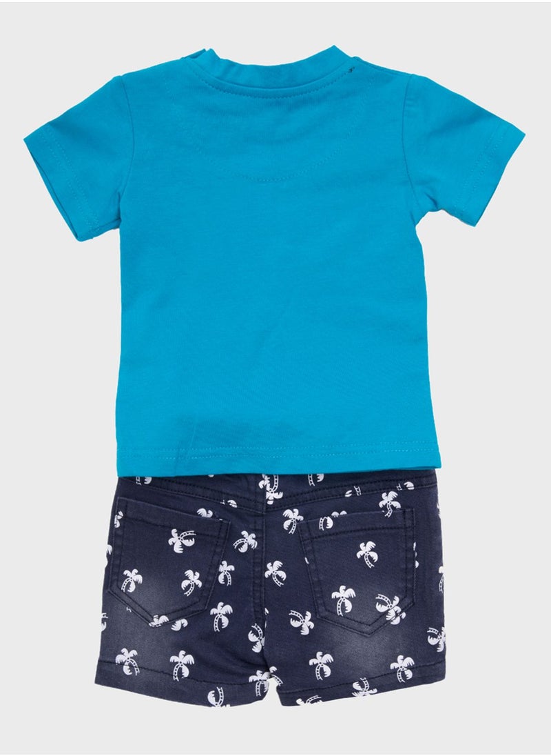 Babybol - Kids Printed T-Shirt + Shorts Set - Image 1