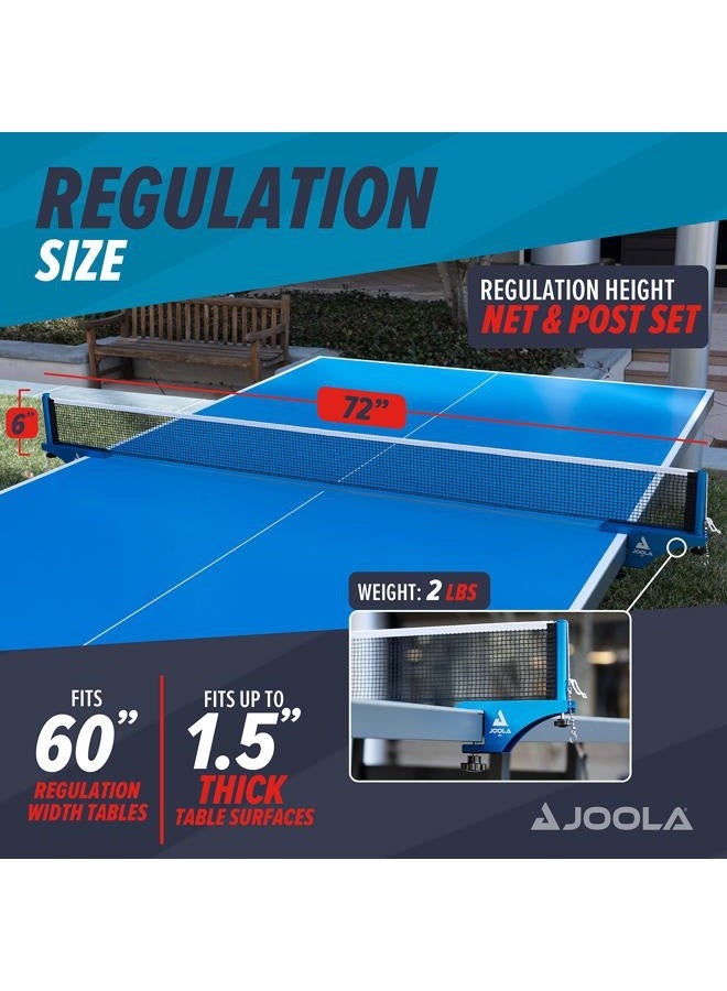 JOOLA Professional Grade WX Aluminum Indoor & Outdoor Table Tennis Net and Post Set - Quick Setup Ping Pong Net - Reinforced Cotton Blend Net w/Adjustable Tensioning System , Aluminum , 72in , 11191 - Image 5