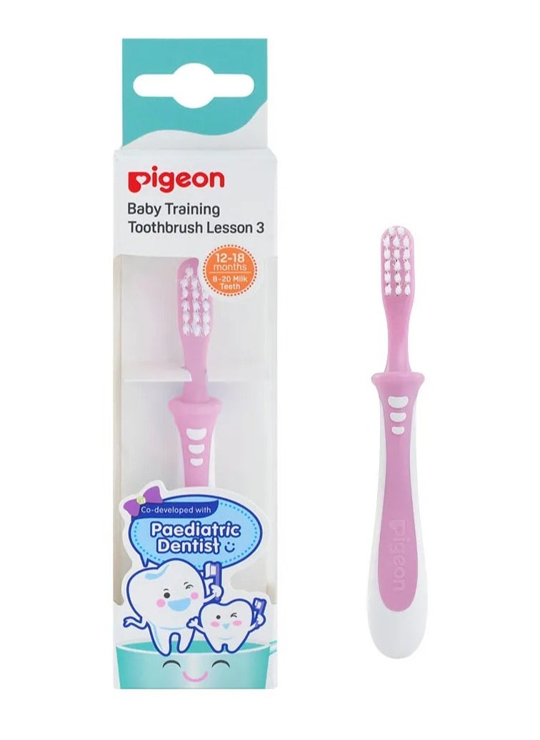 pigeon - Pigeon Baby Pink Training Toothbrush Stage 3 (12–18 Months) – 1 Piece - Image 1