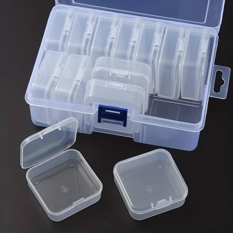 EXPORTTANZA 13pcs Clear Plastic Diamond Painting Storage Container with Mini Clear Boxes for Craft Organizers and Storage Art Embroidery Nail Accessories - Image 1