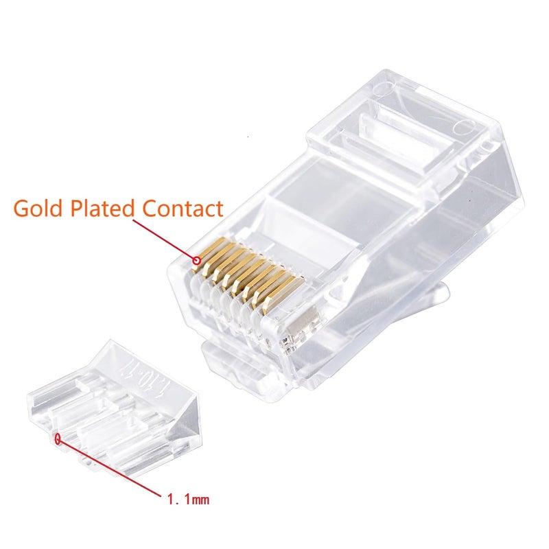 W-NECTOUN CAT6 Connector 2-PC Set,100-PACK Cat6 RJ45 Ends,UTP Network Plug for Solid Strand Cable - Image 2
