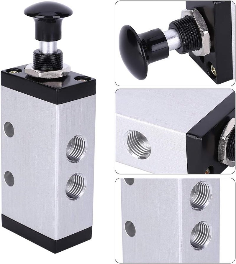 Hand Valve Two - Position Three - Way G1/4 - Inch, Mechanical Switch Valve with Aluminum Alloy Shell, Precision Air Valve for Pneumatic Systems, Durable Button Valve for Industrial - Image 1