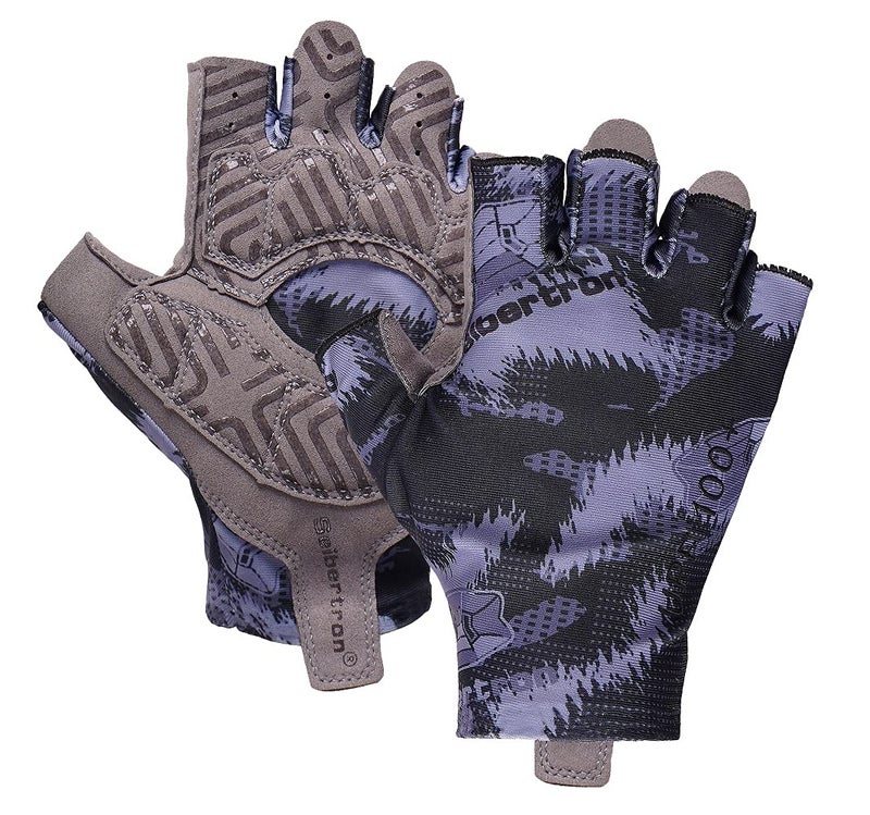 Seibertron S.P.S.G-3 Unisex Half Finger UPF100+ Sun/UV Protection Breathable Cycling Glove fit for Biking MTB DH Road Bicycle, Shock-Absorbing Gel Pad, Anti-Slip Print Gloves Adult Black L - Image 1