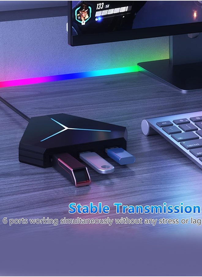 UNUNS 10-Port USB Hub 3.0/2.0,USB C Vertical Data With 3.2ft/1m Long Cord,TF/SD Card Reader,Headphones/Mic Port,Exrension For PC,Mac,PS4/5,Flash Drive,Printer,Camera,Keyborad,Mouse  - Image 2