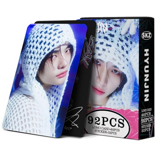 KPOPBP Stray Kids Photocards 60 PCS SKZ Rock Star Album Photo Cards with 32 PCS Stickers Kpop Gift Lomo Cards Merch for SKZ Boys and Girls(Hyunjin) - Image 1