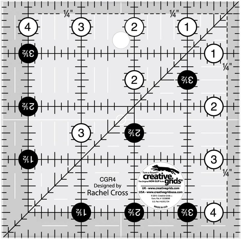 Creative Grids 4.5 Inch Square Ruler CGR4 for Quilting