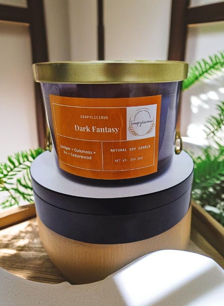 Soapylicious Soy wax candle - Juniper, oakmoss, fir and cedarwood  300g, Premium Gift-Ready Box Completely natural and Handmade for home and offices, non toxic, Vegan, eco-friendly - Image 2
