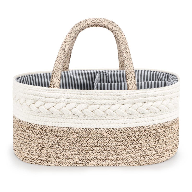 Maliton Diaper Caddy Organizer for Baby, Cotton Rope Baby Gift Basket, Portable Diaper Organizer for changing table, Diaper Nursery Storage Organizer for Baby Stuff, Baby Shower Gifts for Newborn - Image 2