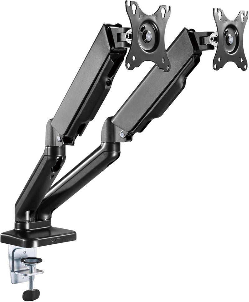 Hamood, DUAL SCREENS SPRING-ASSISTED MONITOR ARM For Most 17"-32" Monitors, Tilt Range:+45°~-45°,Swivel Range:+90°~-90°,Screen Rotation:+180°~-180°, Installation:Clamp,Grommet, Ham-104 - Image 1