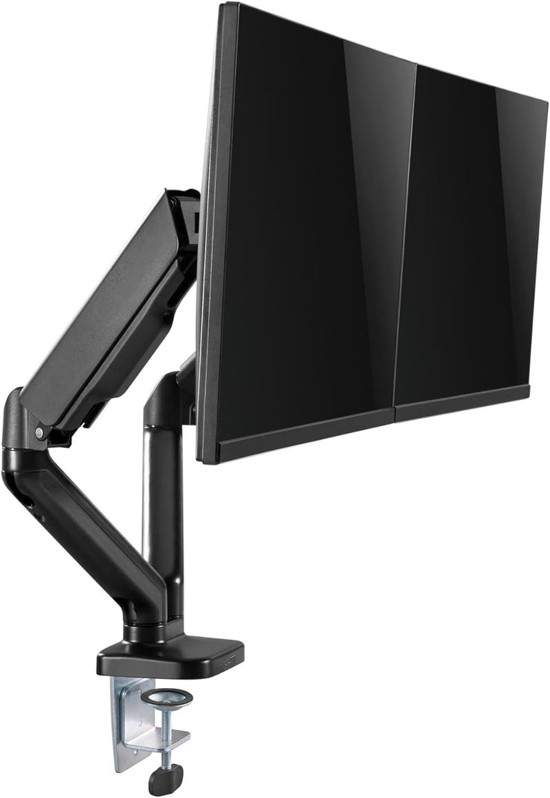 Hamood, DUAL SCREENS SPRING-ASSISTED MONITOR ARM For Most 17"-32" Monitors, Tilt Range:+45°~-45°,Swivel Range:+90°~-90°,Screen Rotation:+180°~-180°, Installation:Clamp,Grommet, Ham-104 - Image 2
