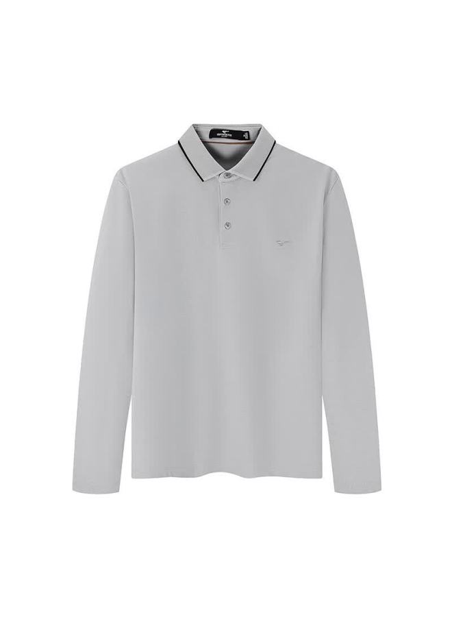 Septwolves Men's Long-sleeve T-shirt, Autumn Business Casual Polo, Contains Mulberry Silk, Easy-care Clothing, Youth Top, Men's Wear - Image 2