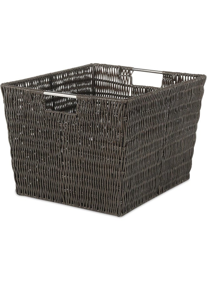Whitmor Rattique Storage Tote Basket  Espresso - Image 2