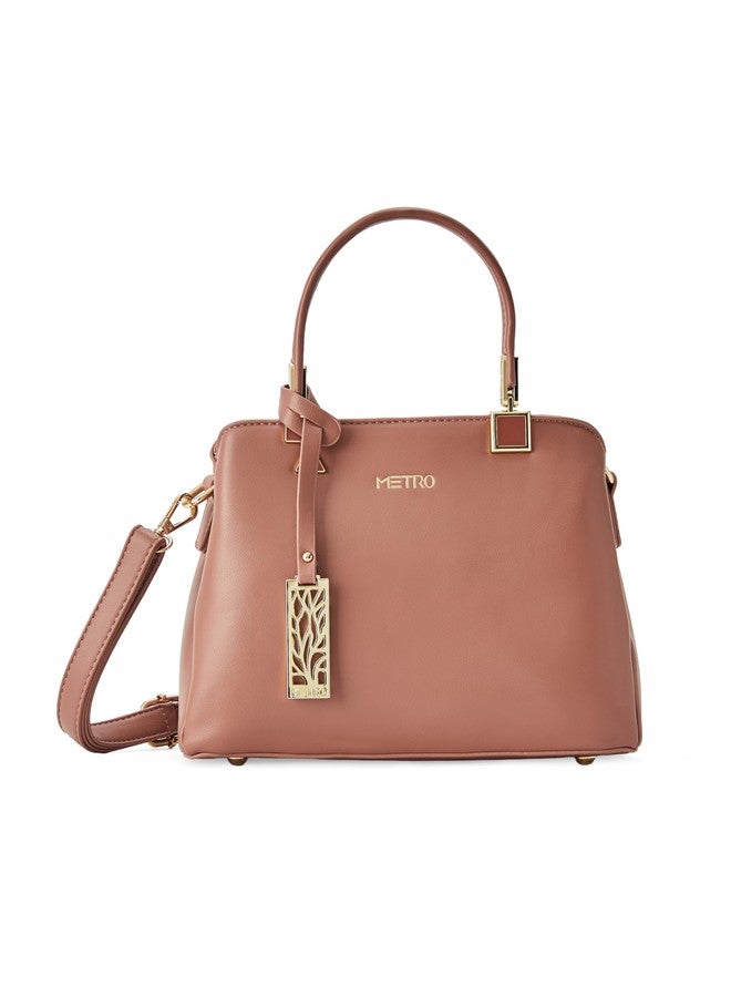 Metro Womens Synthetic Peach Satchel Bags (One Size) - Image 1