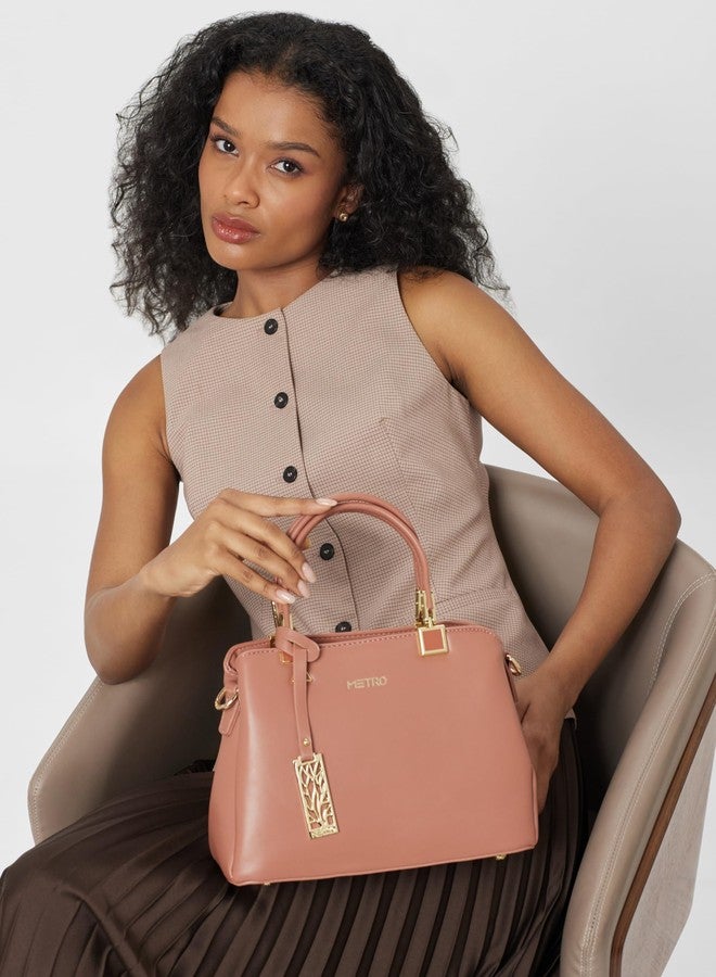Metro Womens Synthetic Peach Satchel Bags (One Size) - Image 2