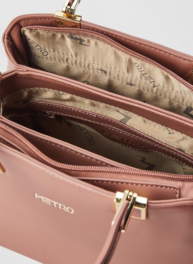 Metro Womens Synthetic Peach Satchel Bags (One Size) - Image 5
