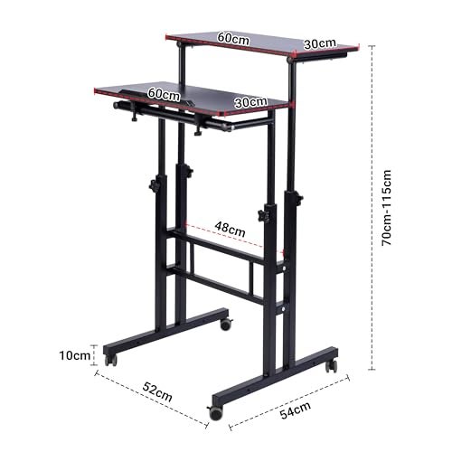 Livzing Height Adjustable Lapdesks with Locking Wheels-Wooden Multi-Purpose Laptop Table-Desktop Table for Office, Home with Angle Adjustable Keyboard Tray- Movable Computer Desk-Black - Image 2
