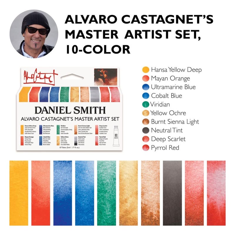DANIEL SMITH Watercolor Set 5ml Tubes - Alvaro Castagnet Watercolor Set - 10 Tubes, 285610016,Gold, 0.17 Fl Oz (Pack of 10) - Image 3