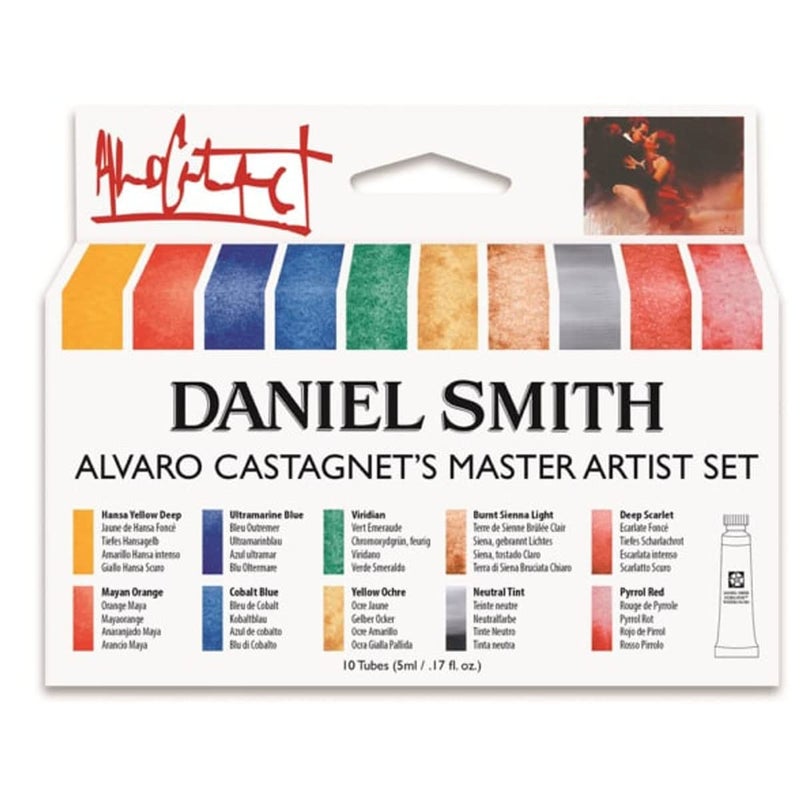 DANIEL SMITH Watercolor Set 5ml Tubes - Alvaro Castagnet Watercolor Set - 10 Tubes, 285610016,Gold, 0.17 Fl Oz (Pack of 10) - Image 1