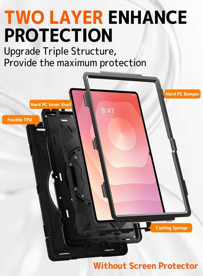 NINKI Wrist Strap for Samsung Galaxy Tab S11 Ultra Cover 2025 with Pencil Holder, Stand + Cross-Body Lanyard, Military Grade Protective Case for Galaxy Tab S11 Ultra Protector Kickstand Mens Black - Image 2