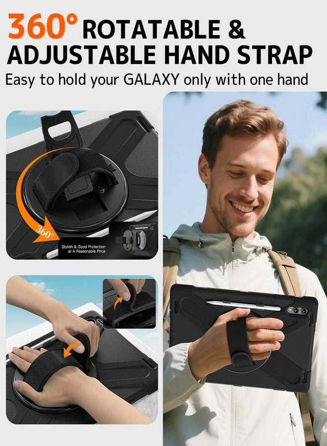 NINKI Wrist Strap for Samsung Galaxy Tab S11 Ultra Cover 2025 with Pencil Holder, Stand + Cross-Body Lanyard, Military Grade Protective Case for Galaxy Tab S11 Ultra Protector Kickstand Mens Black - Image 4