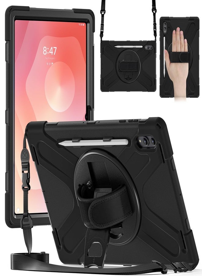 NINKI Wrist Strap for Samsung Galaxy Tab S11 Ultra Cover 2025 with Pencil Holder, Stand + Cross-Body Lanyard, Military Grade Protective Case for Galaxy Tab S11 Ultra Protector Kickstand Mens Black - Image 1