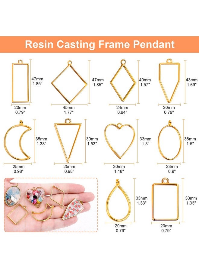 shynek Open Bezels For Resin80 Pcs Of Resin Casting Frame Pendant Open Frame Pendant Open Back Frame Pendant Geometric Hollow Mold Pendant Frame Pendants For Earrings Necklace Bracelet Diy Crafts  - Image 4
