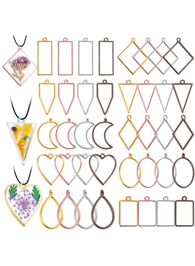 shynek Open Bezels For Resin80 Pcs Of Resin Casting Frame Pendant Open Frame Pendant Open Back Frame Pendant Geometric Hollow Mold Pendant Frame Pendants For Earrings Necklace Bracelet Diy Crafts  - Image 2