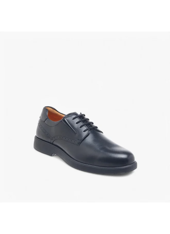 لو كونفورت Men's Solid Derby Shoes with Lace-Up Closure