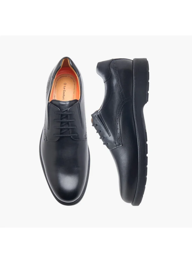 لو كونفورت Men's Solid Derby Shoes with Lace-Up Closure