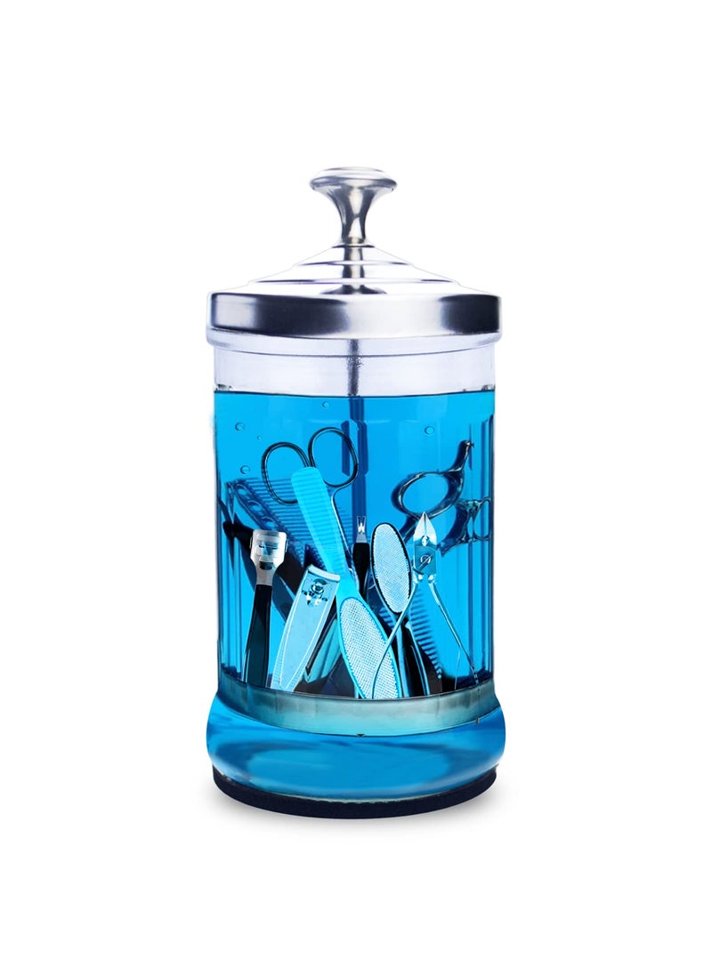 Namgznso Disinfecting Jar, 33 Oz Manicure Disinfectant Jar, Small Glass Disinfectant Jar Container for Barber Supplies, Manicure Disinfecting Jar with Removable Basket for Nail Tool 