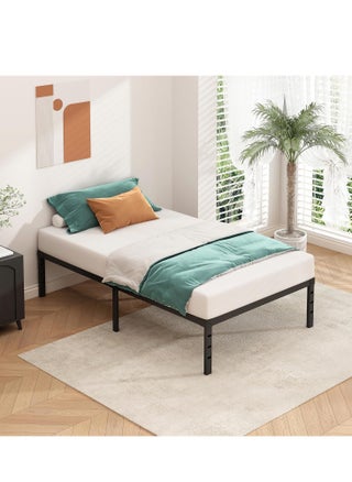 Metal Platform Bed Frame, No Box Spring Required, Single Bed, With Heavy Duty Strong Support Slats, Easy to Assemble, Black 95*189*45CM - pzsku/Z44E979FA20A858CAEAC1Z/45/1749794479/aed2b0d1-27f0-46b4-8711-9b630824e849